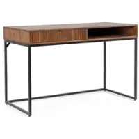 Bizzotto Schreibtisch Tadita aus Mangoholz, modernes Design, braun, 120 cm, Metallgestell, mit Schublade