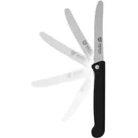 Gräwe Klappbares Frühstücksmesser, mit Etui, Wellenschliff, Schwarz