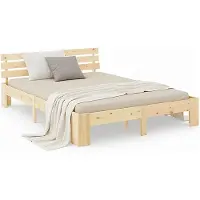 Homestyle4u Holzbett 140x200 mit Lattenrost Massives Kieferbett Natur Doppelbett