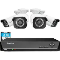 Reolink 4K 8MP Überwachungssystem Aussen, 4X 4K 8MP PoE Überwachungskamera & 8CH 2TB HDD NVR, 24/7 Aufzeichnung, Personen-/Fahrzeug-/Tiererkennung