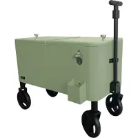 Axi Retro Getränkekühler Grün | Bollerwagen / Kühlwagen / Kühler mit Rollen - 76 liter | Fahrbare Kühlbox für den Garten / Outdoor