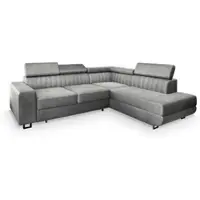 Masseno Ecksofa NOLA R-S mit Schlaffunktion L-Form, Sofa mit Bettkasten, Wohnzimmersofa, Couch, Soffa, Bettsofa, Couchgarnitur- Hellgrau, MONOLITH 84