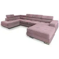 Masseno Ecksofa CASONE L-S mit Schlaffunktion U-Form, Sofa mit Bettkasten, Wohnzimmersofa, Couch, Soffa, Bettsofa, Couchgarnitur- Lila, MONOLITH 62