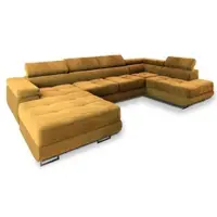 Masseno Ecksofa CASONE R-S mit Schlaffunktion U-Form, Sofa mit Bettkasten, Wohnzimmersofa, Couch, Soffa, Bettsofa, Couchgarnitur- Gelb, MONOLITH 48
