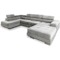 Masseno Ecksofa CASONE L-S mit Schlaffunktion U-Form, Sofa mit Bettkasten, Wohnzimmersofa, Couch, Soffa, Bettsofa, Couchgarnitur- Hellgrau, MONOLITH 84
