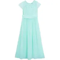 Bonprix Chiffonkleid 1 tlg. tlg. festliches Kleid, mit Spitzenoberteil, aus Chiffon, mit kurzem Arm