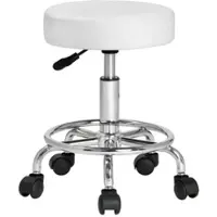 Casaria Rollhocker Kunstleder Weiß 360° drehbar Fußablage