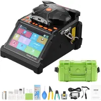 Vevor Glasfaser Spleißgerät, 6 Motoren, Kern- & Mantelausrichtung, mit 6 s schnellem Spleißen & 13 s Aufheizzeit, 5-Zoll-LCD-Bildschirm, 3-in-1-Faserhalter, 7800 mAh Akku für SM MM DS NZDS-Fasern
