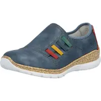 Rieker Damen Slipper Halbschuh mit Gummizug N4264, Größe:39 EU, Farbe:Blau