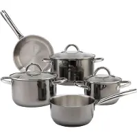 Echtwerk Induktion Kochtopf-Set aus hochwertigem Edelstahl, 8-teiliges Kochgeschirr, Töpfe mit Glasdeckel, 3 x Kochtopf, Stielkasserole und Bratpfanne, Für alle Herdarten, Black-Edition, EW-TS-8040S