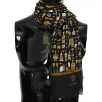 Dolce&Gabbana Écharpe pour hommes en cachemire modal bleu imprimé cocktail