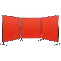 Vevor 3-Panel-Schweißvorhang 1,8 x 1,8 m Schweißschutzvorhang aus Flammhemmendem Vinyl Schweißschutzwand mit 12 Schwenkrädern und einem 6-stufigen UV-Schutz Schweißerdecke Schweißschutz Rot