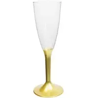 Monouso - Mehrweg Sektglas aus PS Fuß Golden 120ml 2-teilig (20 Stück)