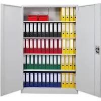 Proregal Flügeltürenschrank ELEPHANT Metall Aktenschrank abschließbar 180x120x40cm Stahl 4 Ebenen Stahlschrank Lichtgrau Werkstattschrank