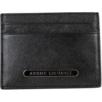 Armani Exchange für Herren. XM000169AF12702UC001 Schwarzer Kartenhalter aus Leder (OSFA), Lässig