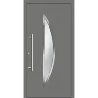 Haustuerenland.de Smarte Haustür "GERALDINE" 79 mm RC2 mit Fingerprint Graualuminium RAL 9007 innen öffnend DIN links