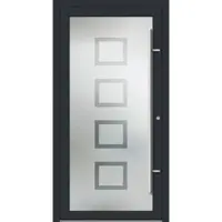 Haustuerenland.de PREMIUM Aluminium-Glas Haustür "HEIDI" 90 mm Vollglas flächenbündig Anthrazit RAL 7016 beidseitig innen öffnend DIN rechts