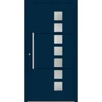 Haustuerenland.de Schüco Aluminium Haustür "JOYCE" ADS 75.SI RC2 Stahlblau RAL 5011 beidseitig innen öffnend DIN links