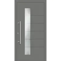 Haustuerenland.de Smarte Haustür "GESINE" 79 mm RC2 mit Fingerprint Graualuminium RAL 9007 beidseitig innen öffnend DIN links