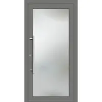 Haustuerenland.de Haustür mit Fingerprint "BRITTA" 79 mm RC2 Graualuminium RAL 9007 innen öffnend DIN links