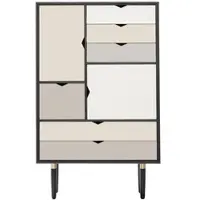Andersen Furniture - S5 Kommode, Eiche schwarz lackiert/ Fronten Silber, Beige, Metallgrau