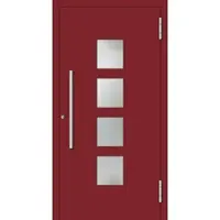 Haustuerenland.de Aluminium RC2 Haustür "DORA" flügelüberdeckend 78 mm Purpurrot RAL 3004 beidseitig außen öffnend DIN rechts