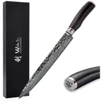 Wakoli EBO Damast Fleischmesser I 25 cm Klinge I schwarzer Eichenholzgriff