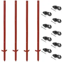 VOSS.farming Set: 20x Winkelstahlpfähle 115cm + 100x Ringisolatoren mit Splint