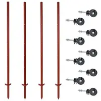 VOSS.farming Set: 20x Winkelstahlpfähle 165cm + 100x Ringisolatoren mit M6 Gewinde