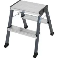 Krause Klapptritt Monto Treppy, 130174, eloxiertes Aluminium, beidseitig begehbar, mit 2 x 2 Stufen