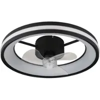 Globo Deckenventilator Deckenlampe Wohnzimmerleuchte Esszimmerleuchte Schlafzimmerlampe, Metall Kunststoff schwarz, dimmbar Fernbedienung Rechts-/Linkslauf, LED 30W 2215Lm 2700-6500K, D 49,5 cm