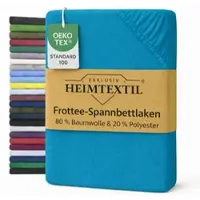 EXKLUSIV HEIMTEXTIL Frottee Spannbettlaken Premium 120 x 200 cm Türkis 80% Baumwolle 20% Polyester Öko - Tex Zertifiziert Bed-Sheet Bettlaken Spannbe