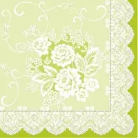 Mank Serviette Tissue Franziska in Grün, 33 x 33 cm, 100 Stück - Rosen Ornamente
