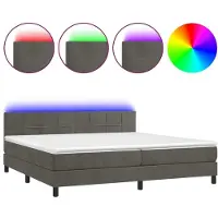 vidaXL Boxspringbett mit Matratze & LED Dunkelgrau 200x200 cm Samt