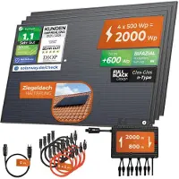 Solarway 2000Wp / 800W Balkonkraftwerk komplett Steckdose - neuester Envertech 600-2000 Watt Wechselrichter