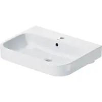 Duravit Möbelwaschtisch HAPPY D.2 mit Überlauf, Hahnlochbank, 650 x 505 mm, 1 Hahnloch weiß