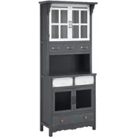 Bessagi Home Vitrine Gitte Grau ca. 74x176x43 cm Kiefer