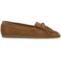 Manfield Cognacfarbene Veloursleder-Loafer mit Fransen | Größe 41