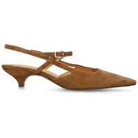 Manfield Cognacfarbene Veloursleder-Slingbacks mit Kitten Heel | Größe 38