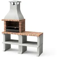 MAESTRO FERRETERO MF - Gartenkamin PACK 1 Ragusa für Holz & Kohle (Grau/Terrakotta - 152x58x207 cm) REF: M00902 - Für den Außenbereich.