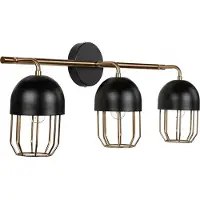 Licht-Erlebnisse Wandleuchte Metall 3x E14 B: 67 cm lang Schwarz Gold Wandlampe Wohnzimmer