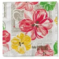 Sovie HORECA Serviette Hello Spring in gelb-rot aus Tissue 33 x 33 cm, 100 Stück Hochzeit Frühling Blumen