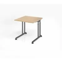 Proregal - Büromöbel mit top Leistungsdaten Schreibtisch Nilo | Eiche | Graues Gestell | BxT 80x80cm | Arbeitshöhe 68-82cm | höhenjustierbar, 1cm Raster | C-Fuß-Gestell | Rechteckform