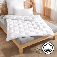 TRAUMSCHLAF Faserdecke Down Touch Pure Vierjahreszeiten mit Baumwollbezug, Füllung: 100% Polyester 160x210 cm - weiß