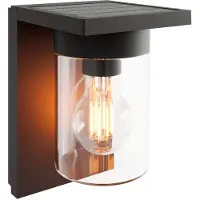 Calex Solar-LED-Außenwandleuchte Asti, Sensor, IP44, schwarz Asti, schwarz, Kunststoff, Modern, Solarleuchte außen
