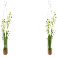 Creativ Green Kunstblume "Maiglöckchen in Hängevase", weiß, B:4cm H:35cm, Kunststoff, Kunstpflanzen, Kunstblume