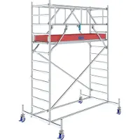 Krause Alu-Fahrgerüst Serie 10, 200 kg/m², TÜV-geprüft, höhenverstellbare Rollen, L 2500 x B 750 x H 4400 mm