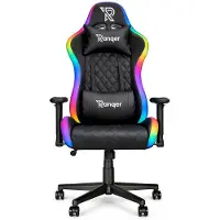 Ranqer Halo RGB/LED Gaming Stuhl | Gaming Stuhl mit RGB LED-Beleuchtung, 350 Farben und Effekten, Höhenverstellbare Armlehnen, Rundum Drehbar, Ergonomischer Bürostuhl, Gamer Stuhl - Schwarz