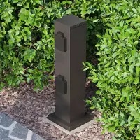 LINDBY Aviko Steckdosensäule, mit 4 Anschlüssen, schwarz, Edelstahl