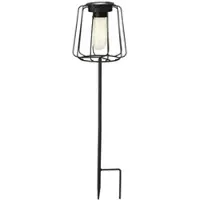 MARELIDA LED Solarleuchte Gitter Optik - Gartenstecker - warmweiße LED - H: 49,5cm - Metall - schwarz - eckig